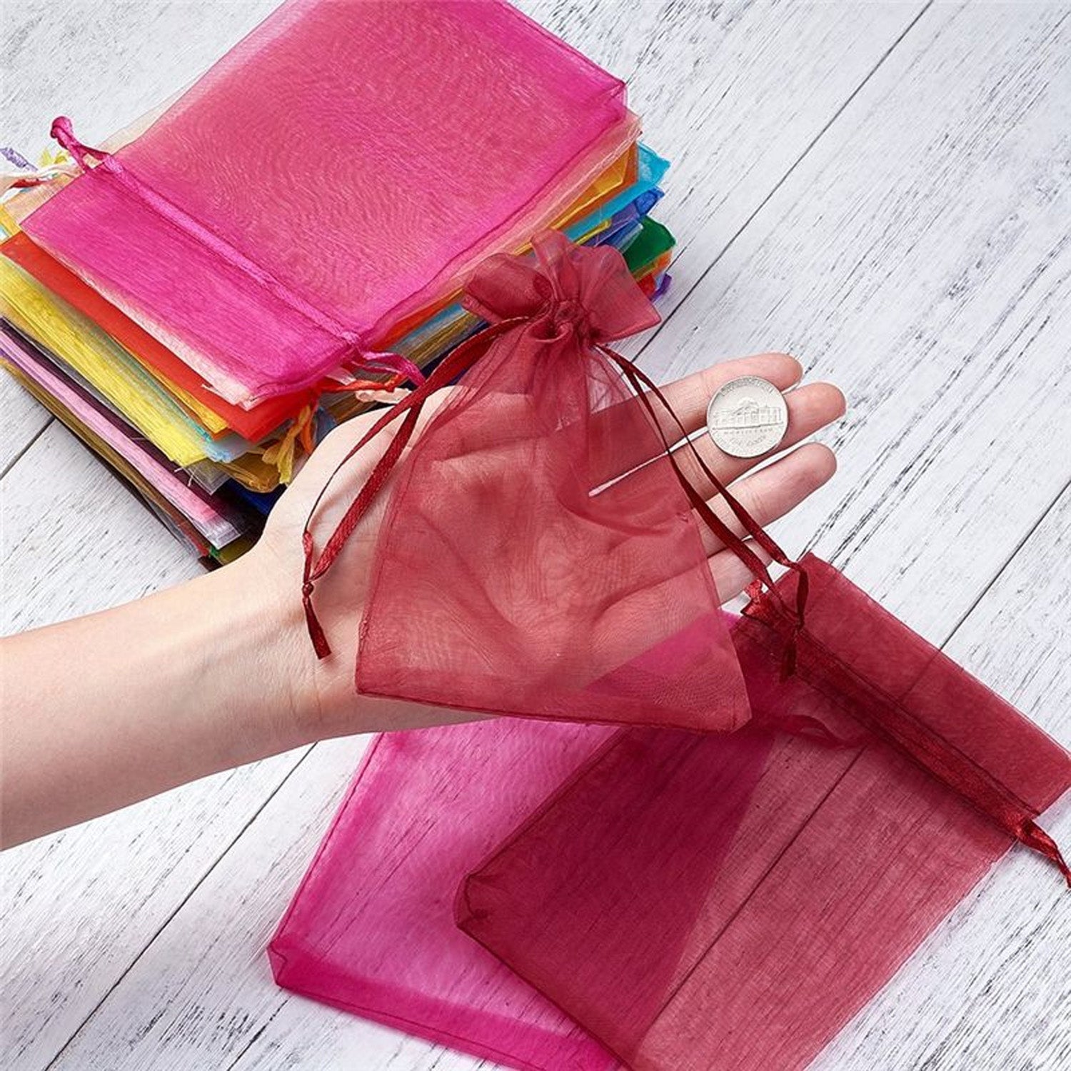 8019 Organza Gift Bags Small Mesh Bags Drawstring Gift Bags Christmas Drawstring Organza Gift Bags, Wedding Party Festival Gift Bags (50 Pcs Set) 8019 Organza Gift Bags Small Mesh Bags Drawstring Gift Bags Christmas Drawstring Organza Gift Bags, Wedding Party Festival Gift Bags (50 Pcs Set)